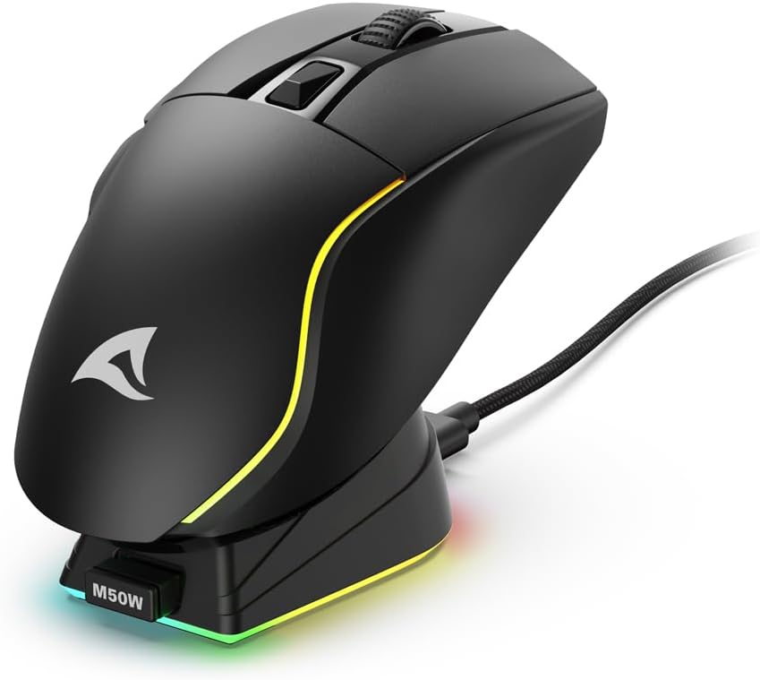 Sharkoon Skiller SGM50W Black, Wireless Optical Gaming Maus, RGB, PBT Button