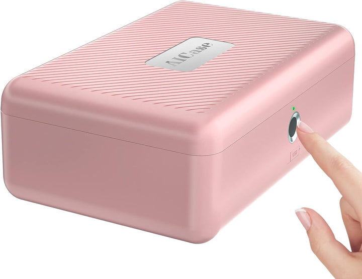 AICase Tresor mit biometrischer Fingerabdruckerkennung, Tragbare Sicherheitsbox mit Fingerprint und