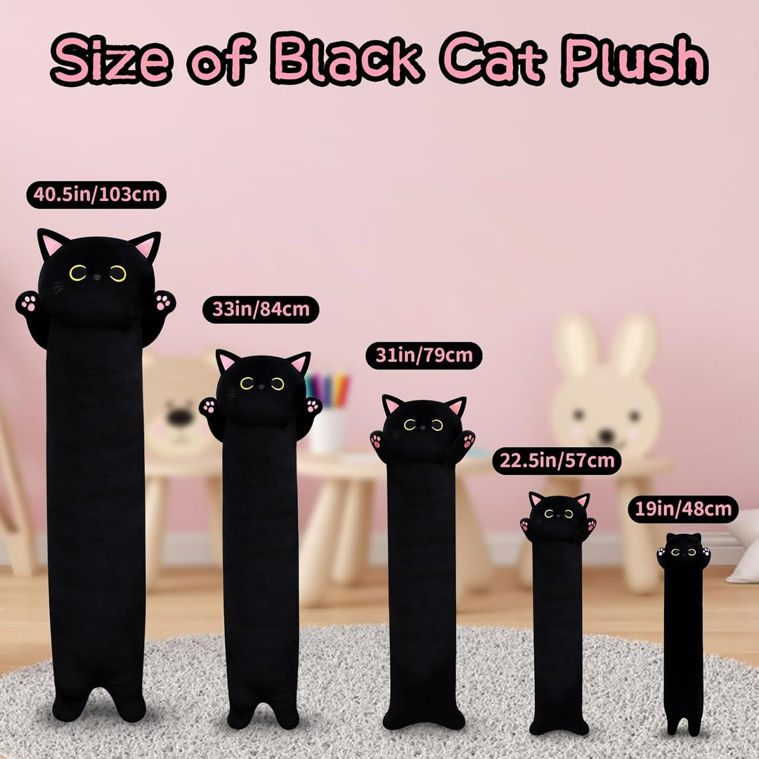 90CM Lange Katze Plüsch Körperkissen, Lange Katze Kuscheltier Stofftier Stofftiere Katzen Kissen Plü