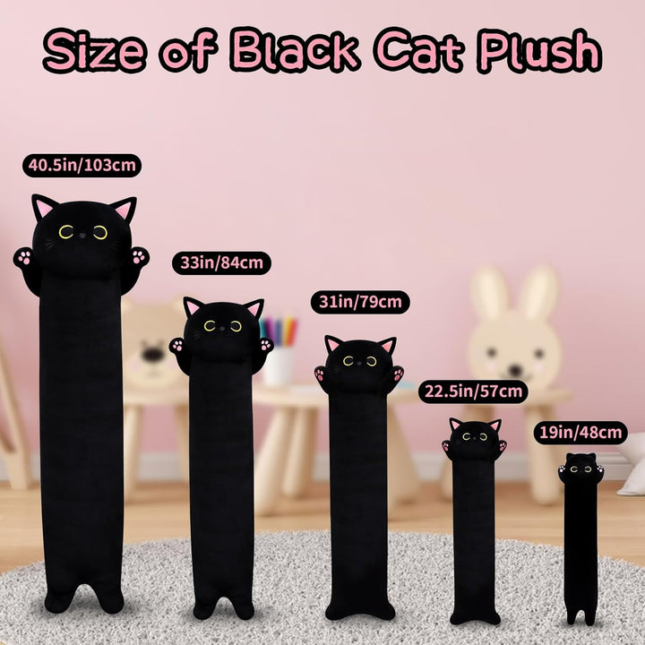90CM Lange Katze Plüsch Körperkissen, Lange Katze Kuscheltier Stofftier Stofftiere Katzen Kissen Plü