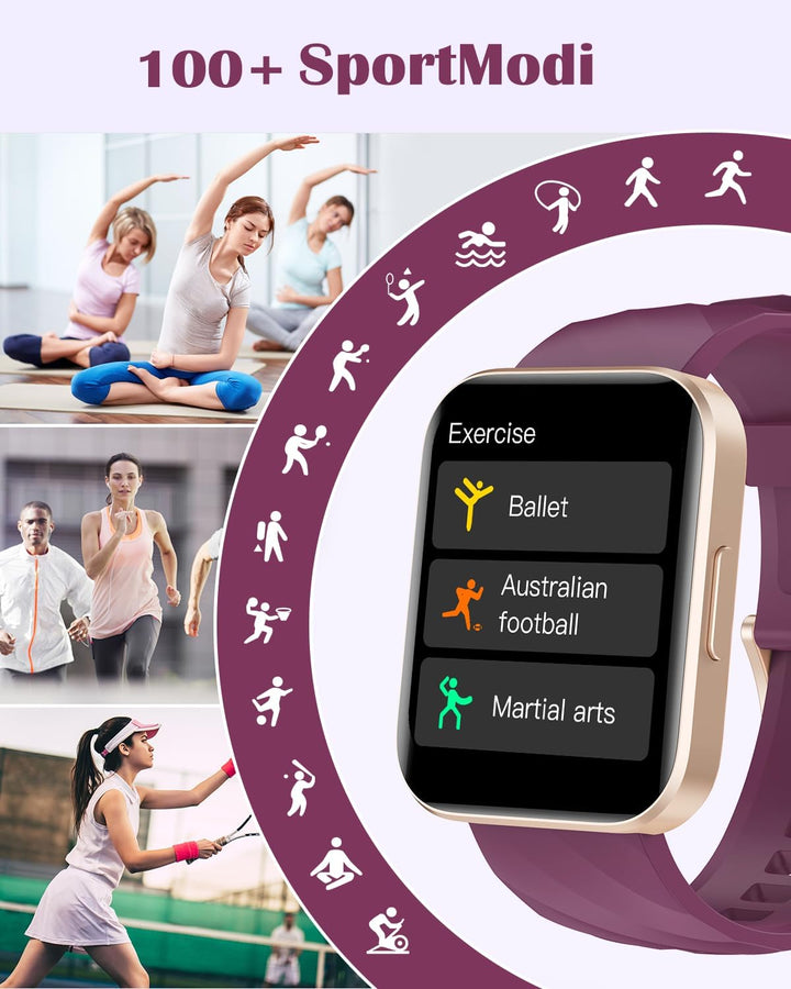RUIMEN Smartwatch Damen Herren mit Telefonfunktion Fitnessuhr Schrittzähler Uhr mit Pulsmesser SpO2