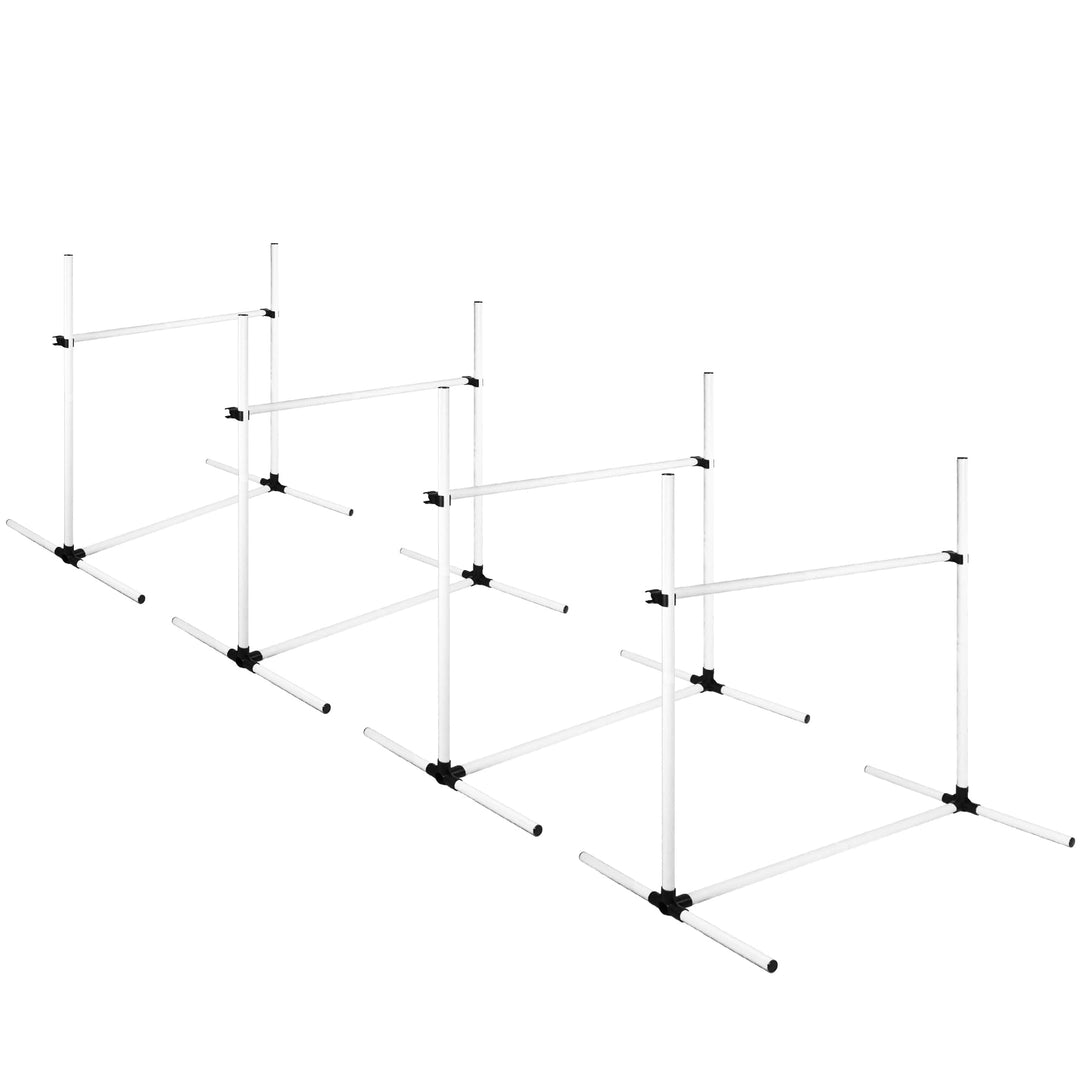 4X Agility Set Hunde Slalomstangen Hund Training Set Höhenverstellbar Kunststoff Hürdenset Hobby Hor
