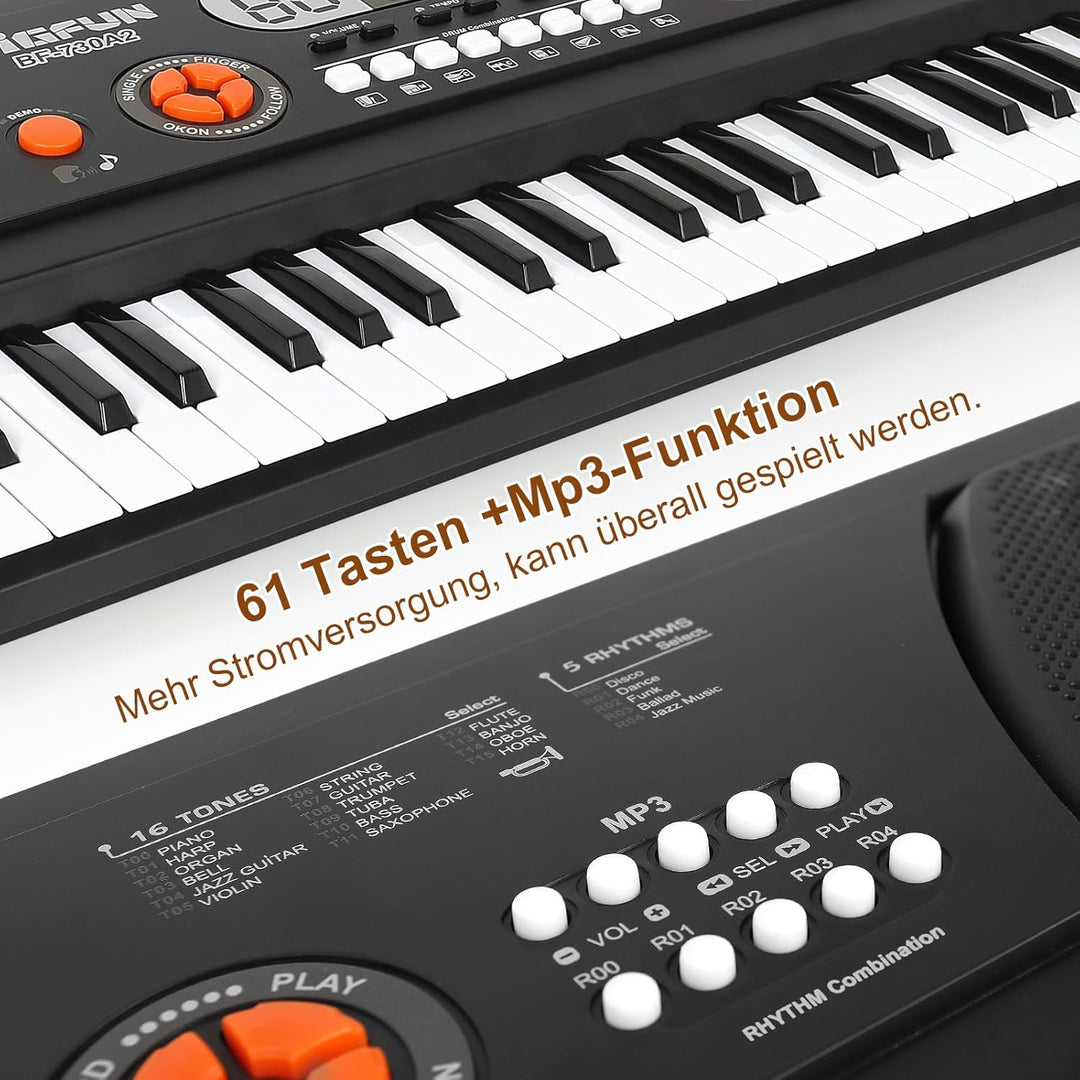 Shayson 61 Tasten Keyboard für Kinder ab 6 7 8 9 10 11 12 Jahren, Elektronische Klavier mit Mikrofon