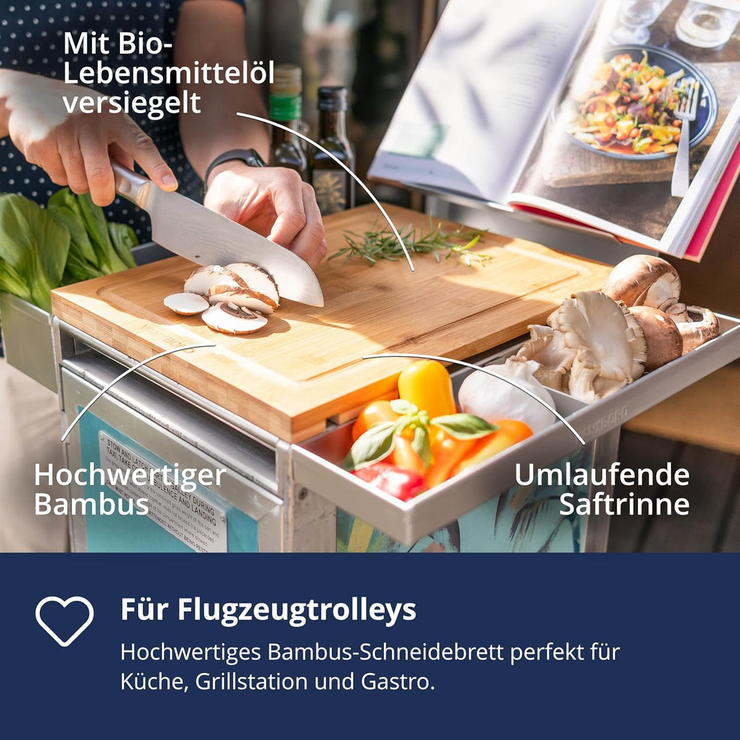 Flugzeugtrolley Schneidebrett (KSSU), Hackbrett, Holzbrett, Küchenbrett mit Saftrinne, Zubehör für F