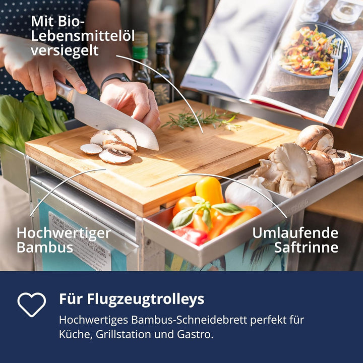 Flugzeugtrolley Schneidebrett (KSSU), Hackbrett, Holzbrett, Küchenbrett mit Saftrinne, Zubehör für F