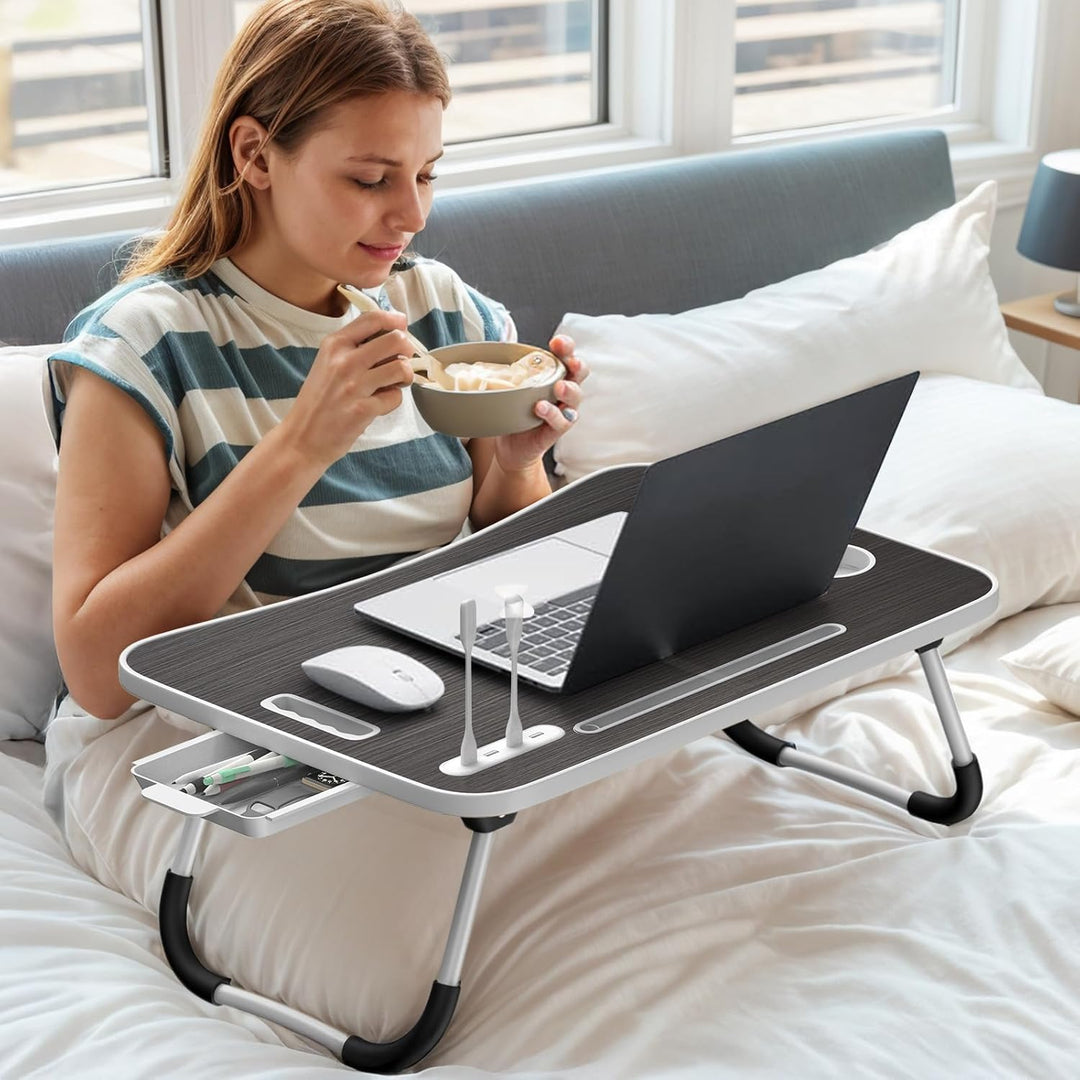Huracan Laptoptisch Betttablett Klappbar, Tragbares Laptop Tisch für Bett, Lapdesk mit Schublade, Ta