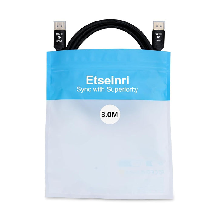Etseinri DisplayPort Kabel 240Hz 3M, DisplayPort 1.4 Kabel 8K 60Hz 4K 240Hz 165Hz 144Hz 120Hz, DP zu