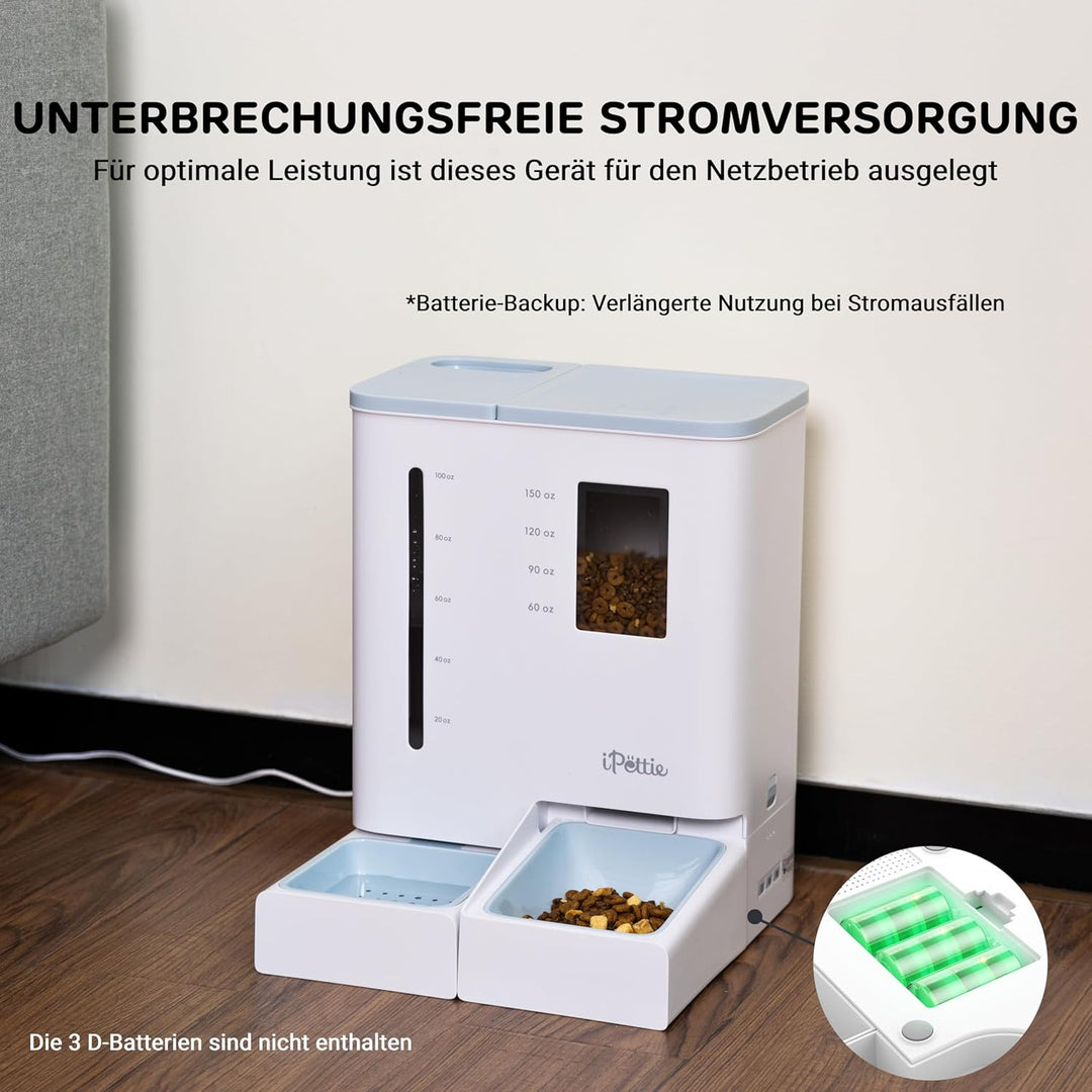 iPettie FW54 5G/2.4GHz WLAN Automatischer Futter- und Wasserspender 2-in-1 für Haustiere, 8.8L Gross