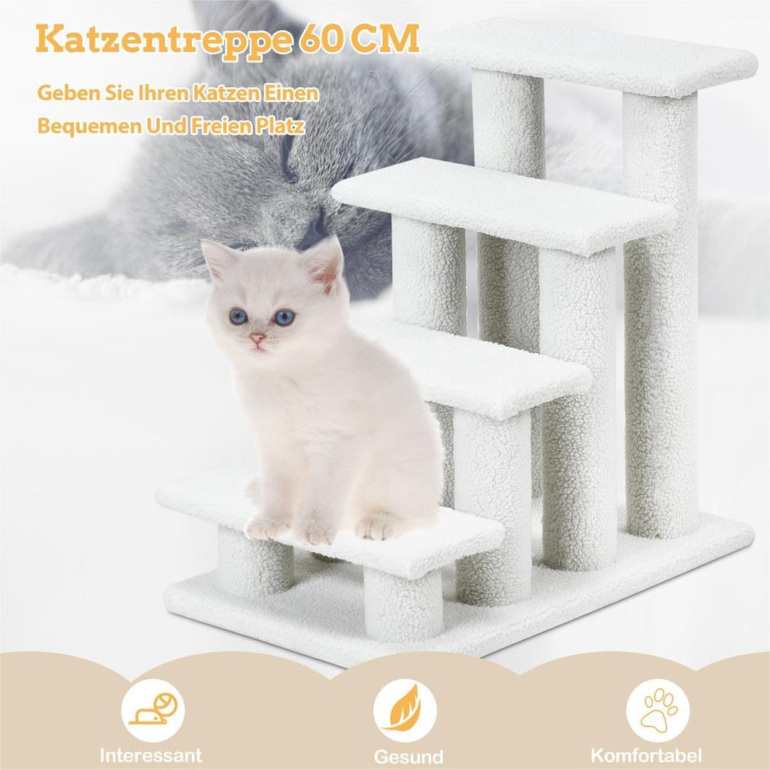 SOARS Katzentreppe, 4-stufige Haustiertreppe, Treppe für Katzen bis 25 kg, Hundetreppe, Kletterbaum