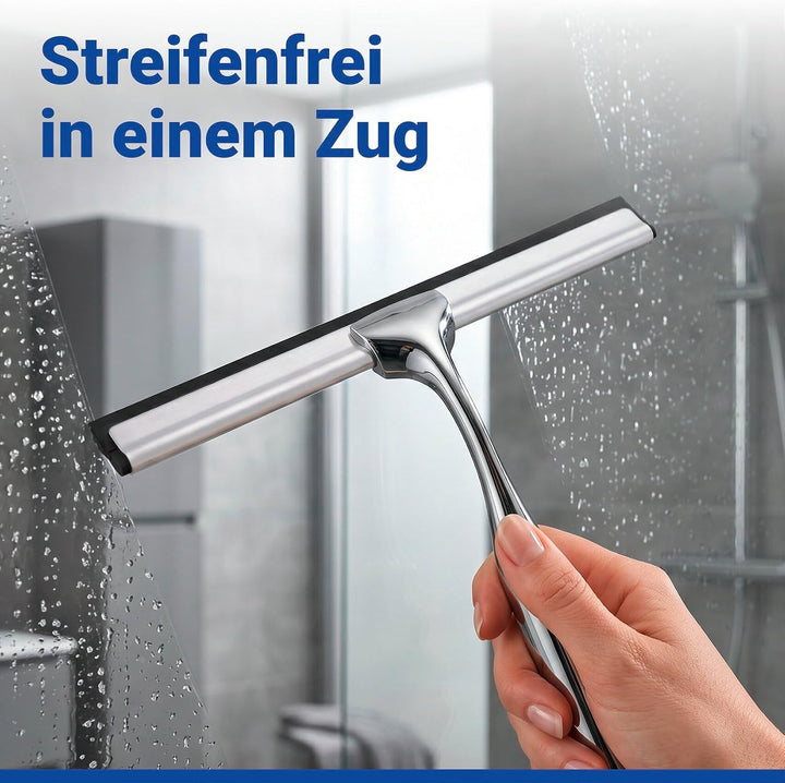 WENKO Badezimmerwischer Terni Plus, hochwertiger Duschabzieher mit Turbo-Loc Klebehaken, streifenfre