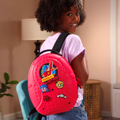 Miraculous Ladybug – Pop n' Swop -Rucksack mit schwarzem Griff, 6 Clip-on-Abzeichen und Reissverschl