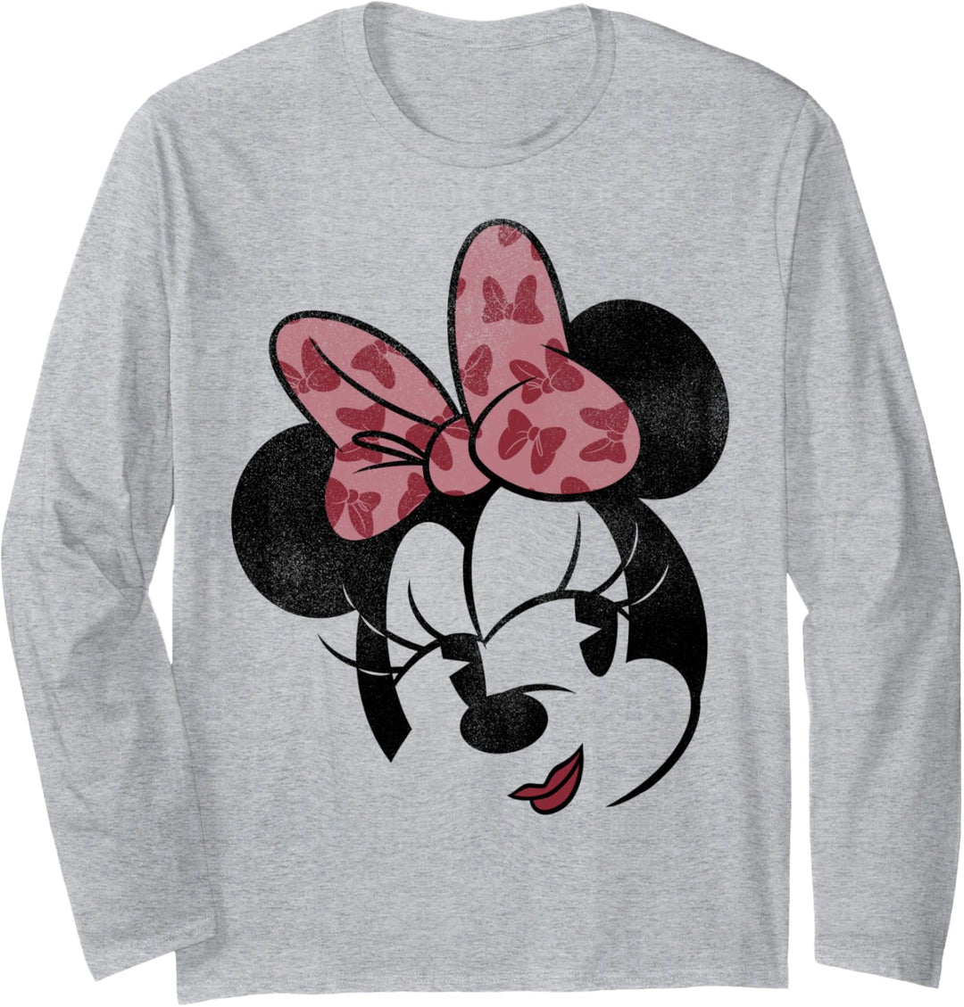 Disney Mickey And Friends Minnie Mouse Retro Big Face Langarmshirt