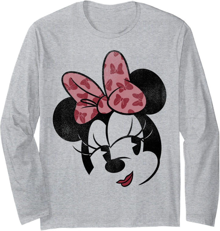 Disney Mickey And Friends Minnie Mouse Retro Big Face Langarmshirt