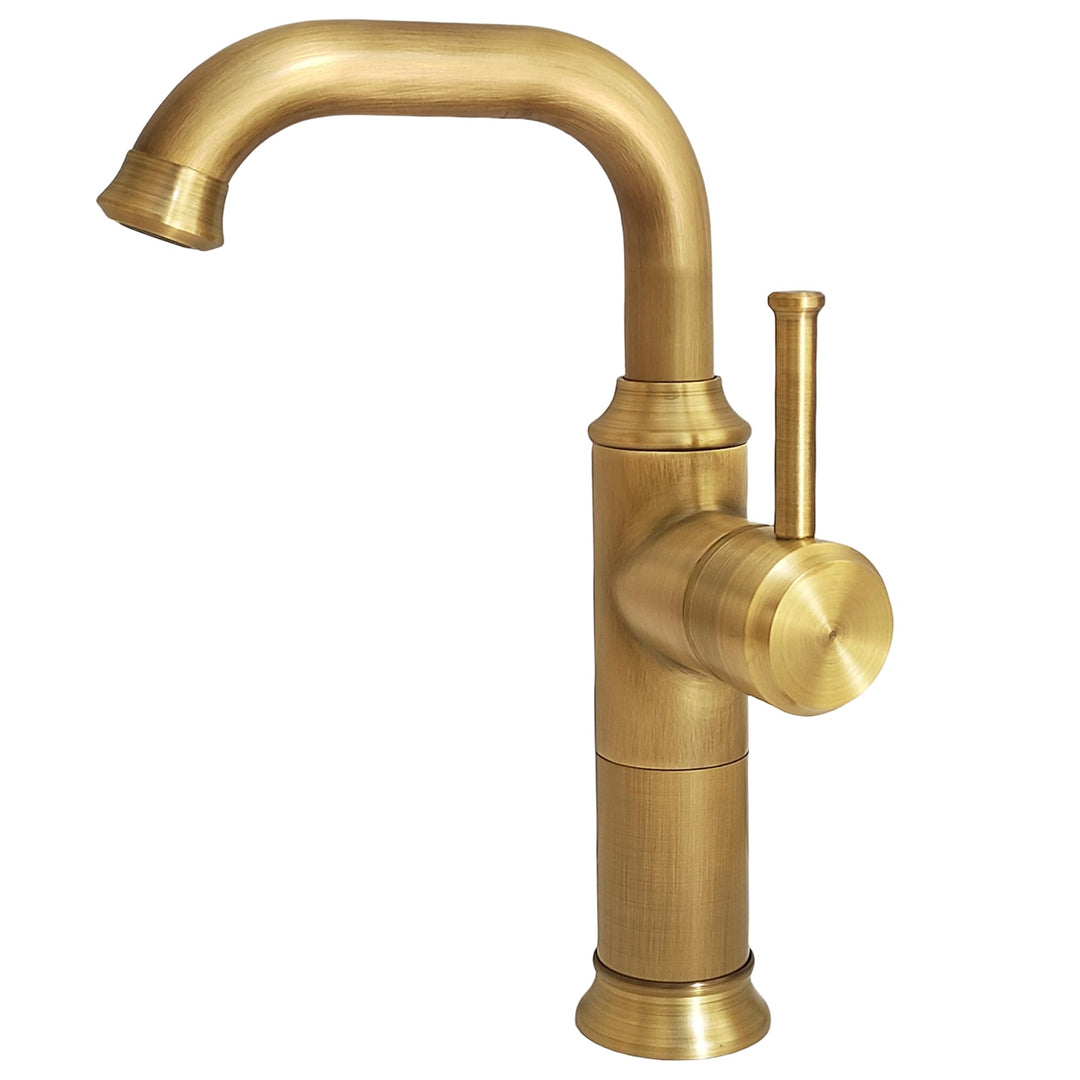 Wasserhahn Bad Antik Messing, Waschtischarmatur Hoch 360° Drehbar, Einhebel Mischbatterie Badarmatur