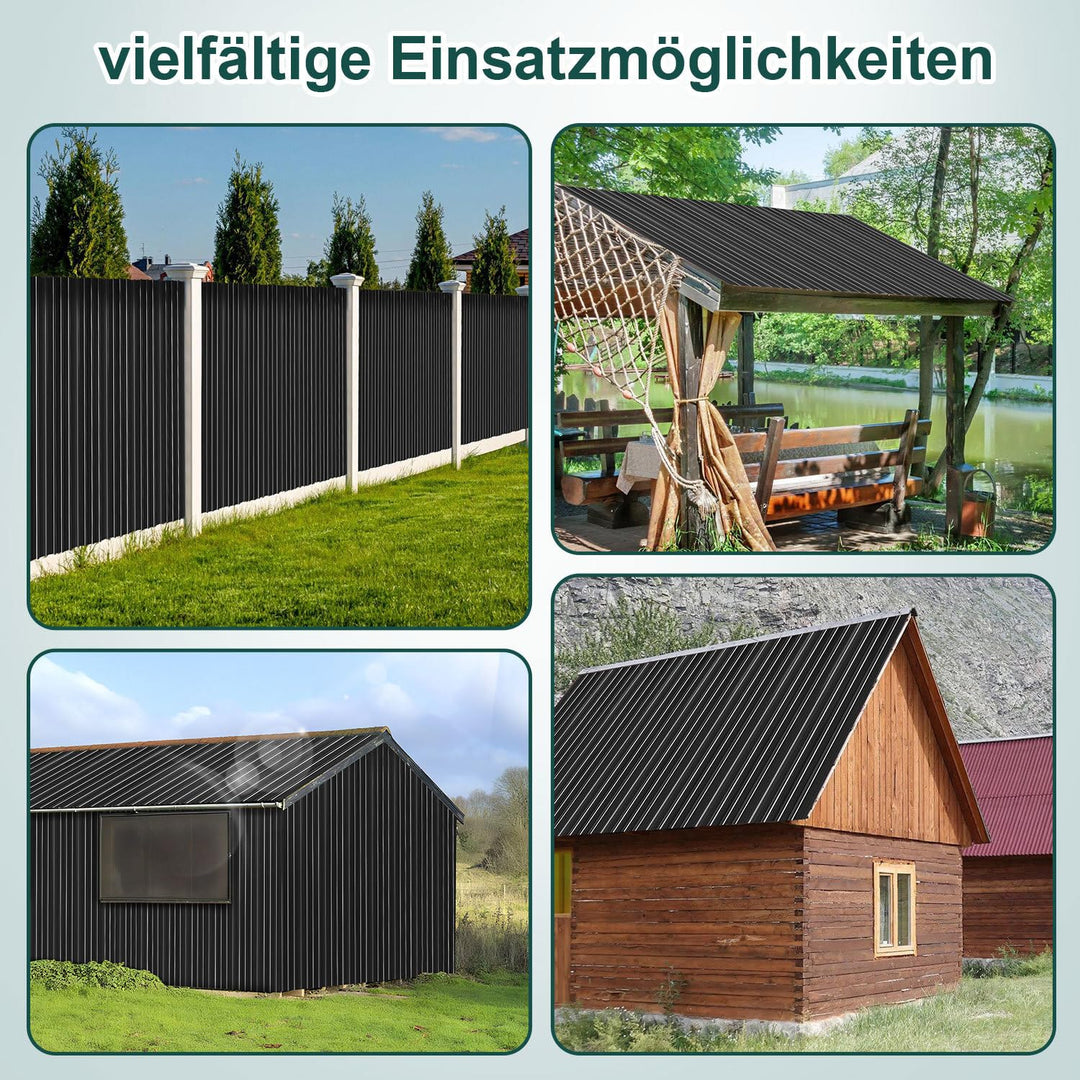 12X Trapezblech 129×46cm – 7m²,Wellblechplatten für Dach 0,25mm, Verzinktes Stahl Profilblech für Ge