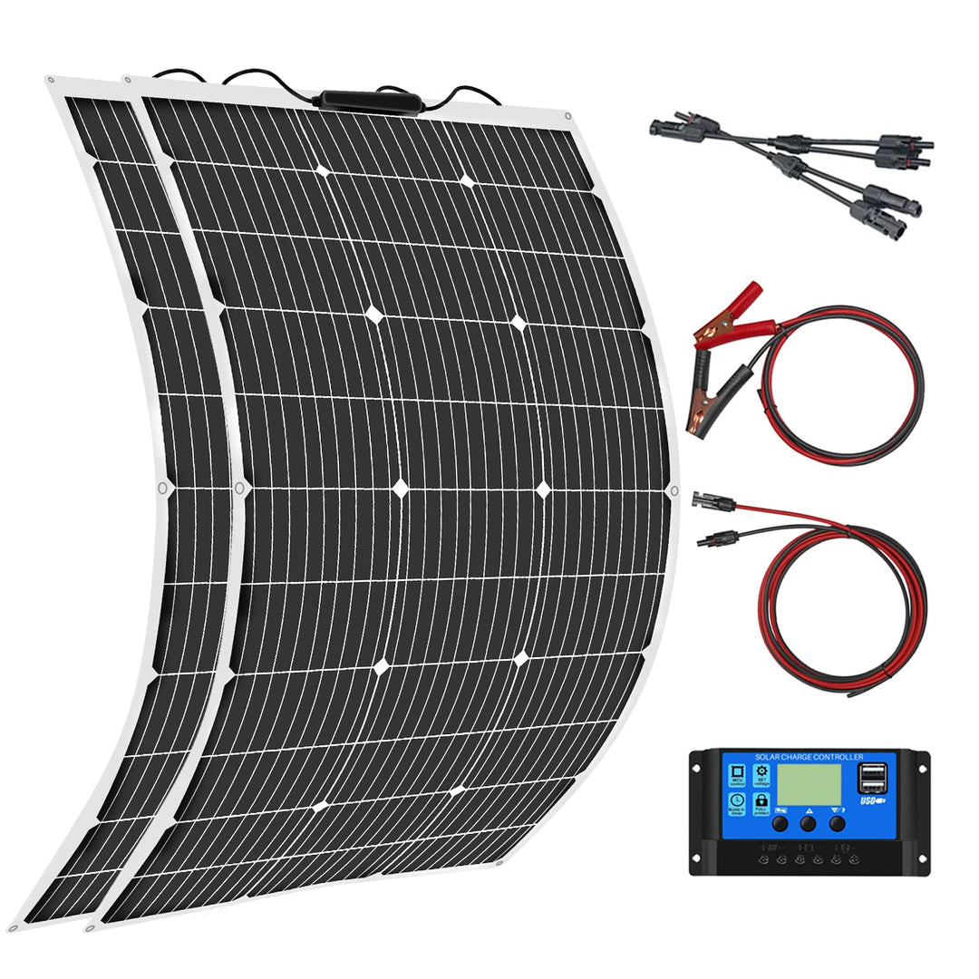200W 12V Solarpanel Flexible Kit 2x100W 18V Flexibel Monokristallines Photovoltaik Solarmodul mit 20