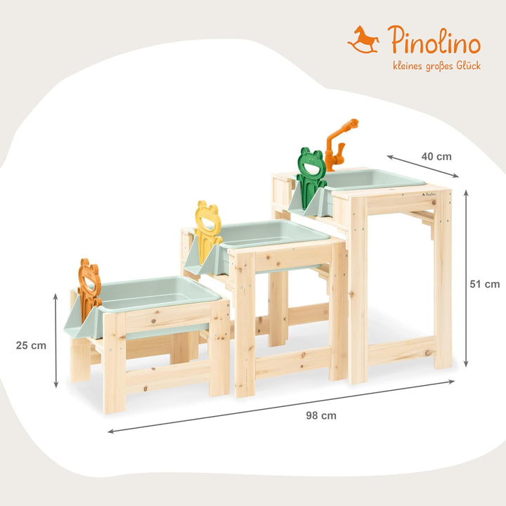 PINOLINO Wasserspieltisch-Set Frolino, 3-teilig, Outdoor Wasserspielzeug für Kinder, Gartenspielzeug