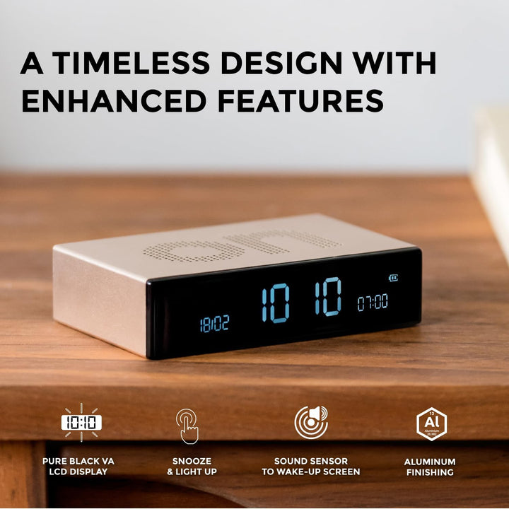 Lexon FLIP Premium LCD-Wecker (Light-Gold), Light-gold