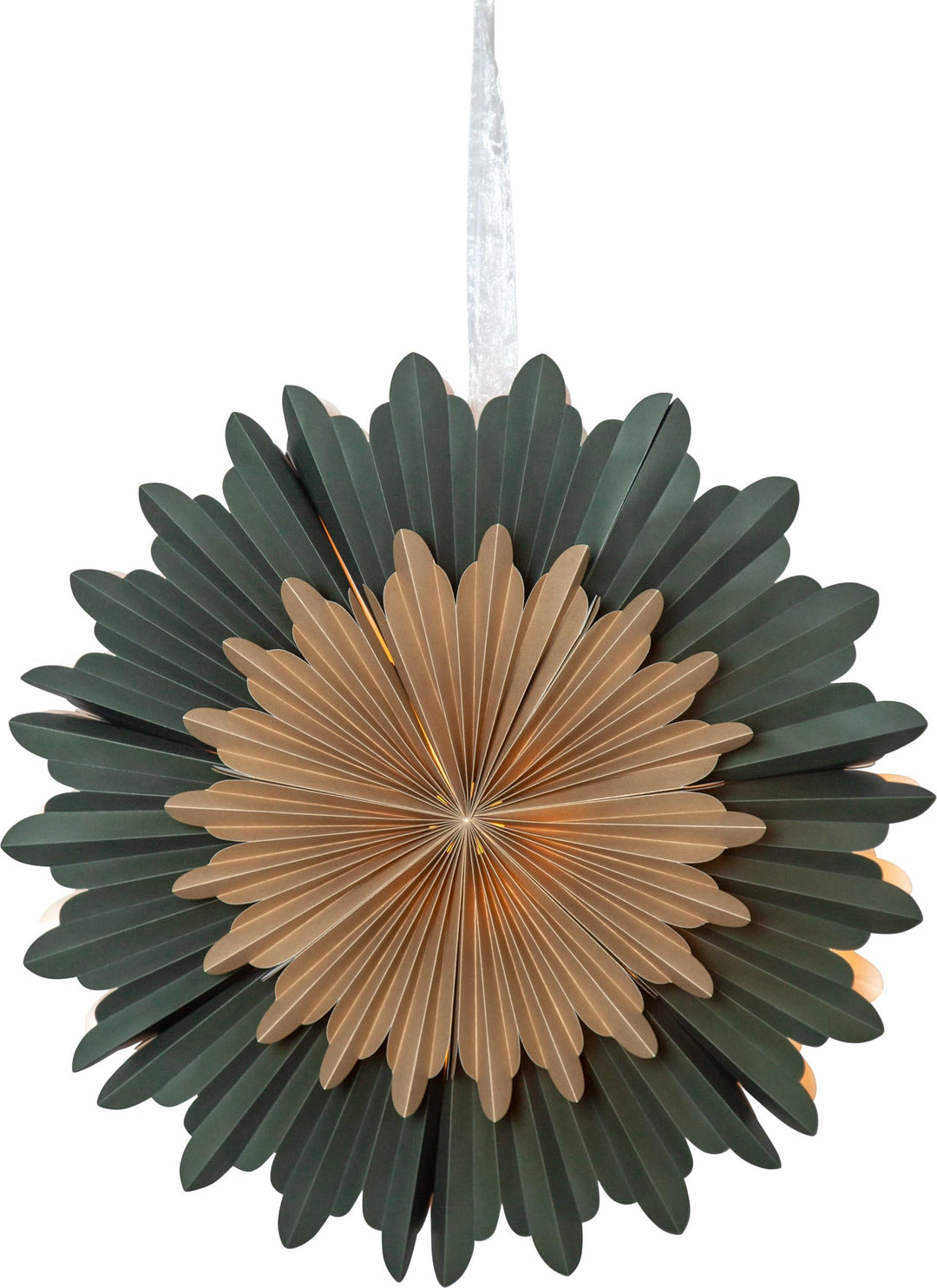 EGLO Weihnachtsstern für innen, Dekostern aus Papier zum Aufhängen, Fensterdeko in Grün und Gold, 3D