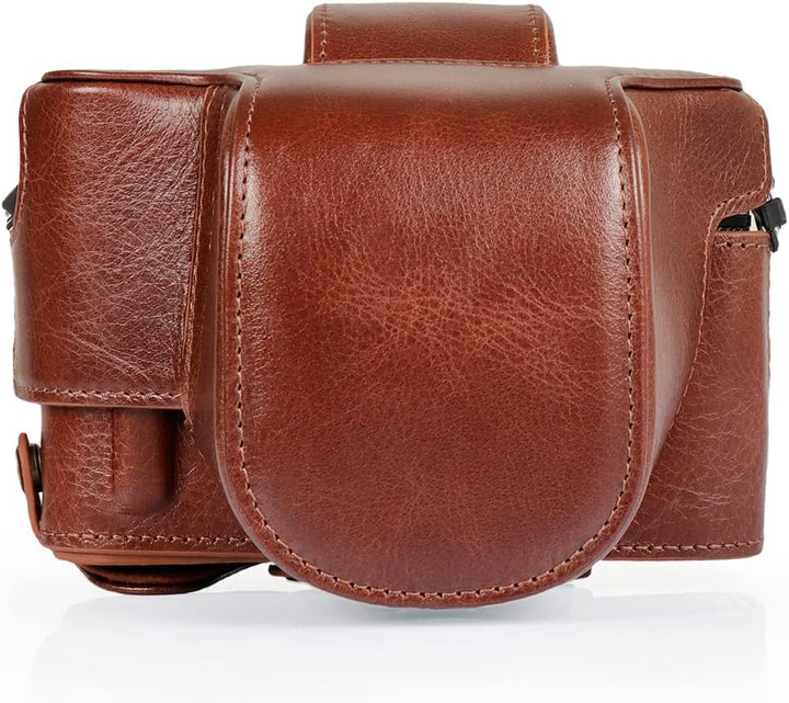 MegaGear Ever Ready Echtleder-Kameratasche kompatibel mit Nikon Z fc (16-50 mm) (Brown), MG2011, Bro