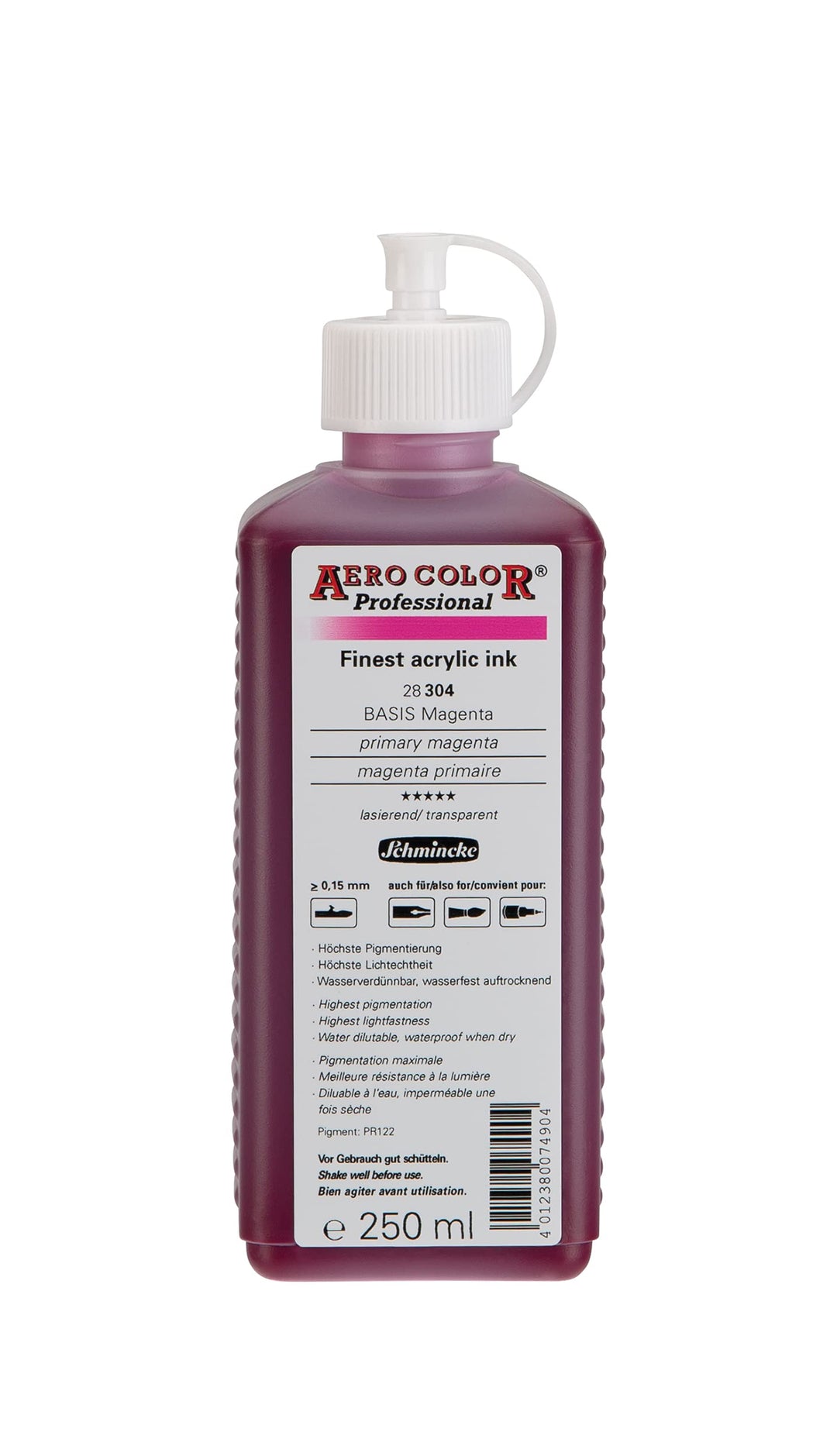 Schmincke - AERO COLOR Professional, BASIS Magenta 250 ml, 28304027, feinst-flüssige, farbstarke Acr