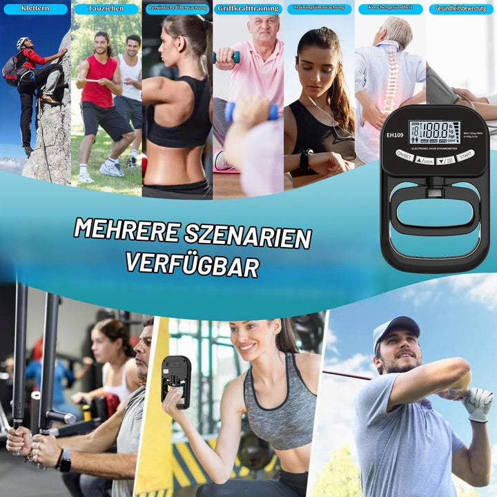 Digitaler Handkraftmessgerät,180KG Grip Strength Tester,Hand Dynamometer Schwarz,Elektronischer Grif