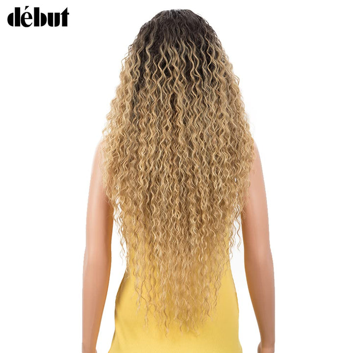 DÉBUT Lace Front Perücke Lockige Perücke für Damen 70 cm 230g Kunsthaar Hitzebeständige Faser 130% D