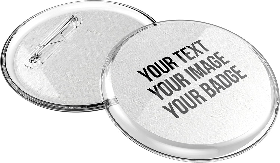 Buttons 56mm selber machen ohne Buttonmaschine (50 Stück) – Ansteckbuttons Set mit Nadel-Pins und A4