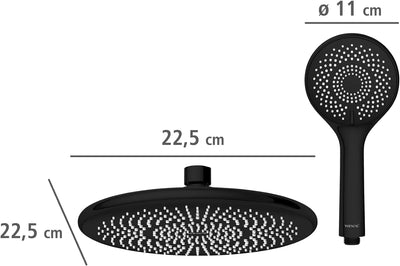 WENKO Duschsystem Watersaving, Duschstange aus Edelstahl mit wassersparendem Regenduschkopf und Hand