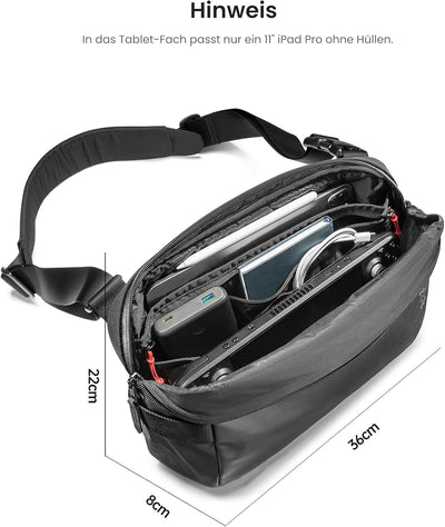 tomtoc Schultertasche für 2024 11-Zoll iPad Pro M4, 11 Zoll iPad Air M2, 7 Liter Herren Umhängetasch