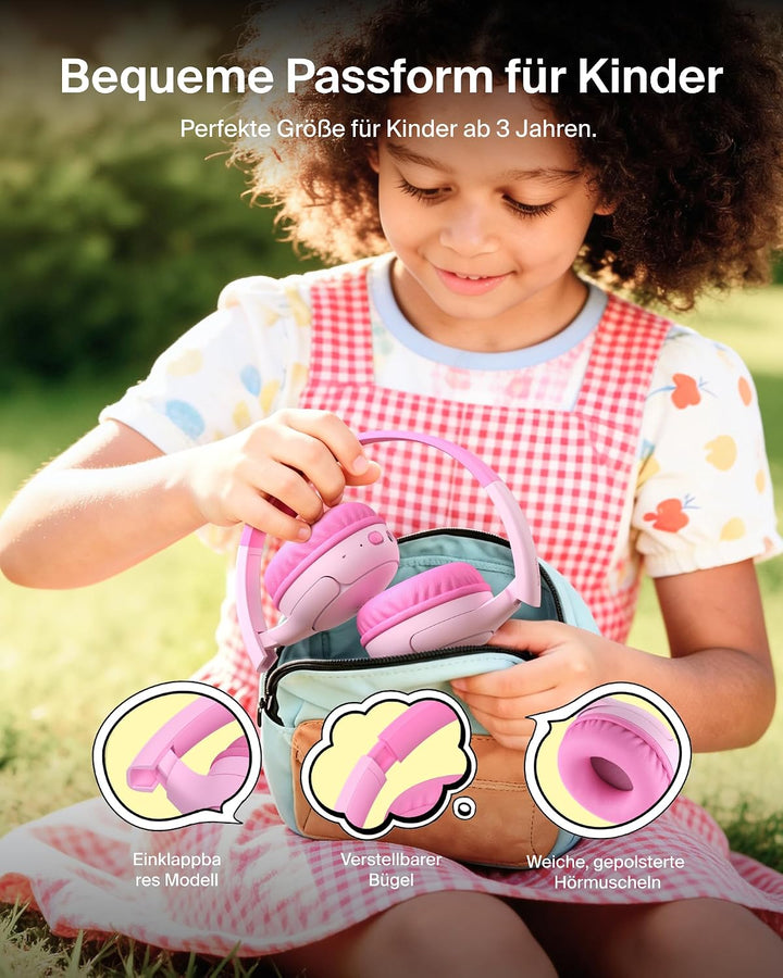 Belkin SoundForm Mini 2 kabelloser On-Ear-Bluetooth-Kopfhörer für Kinder, 55 h Laufzeit, Lautstärkeb