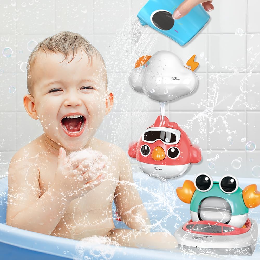VATOS Baby Badespielzeug, Badezimmer Babyspielzeug für Babys Jungen Mädchen 1 Jahr alt, Baby Badewan