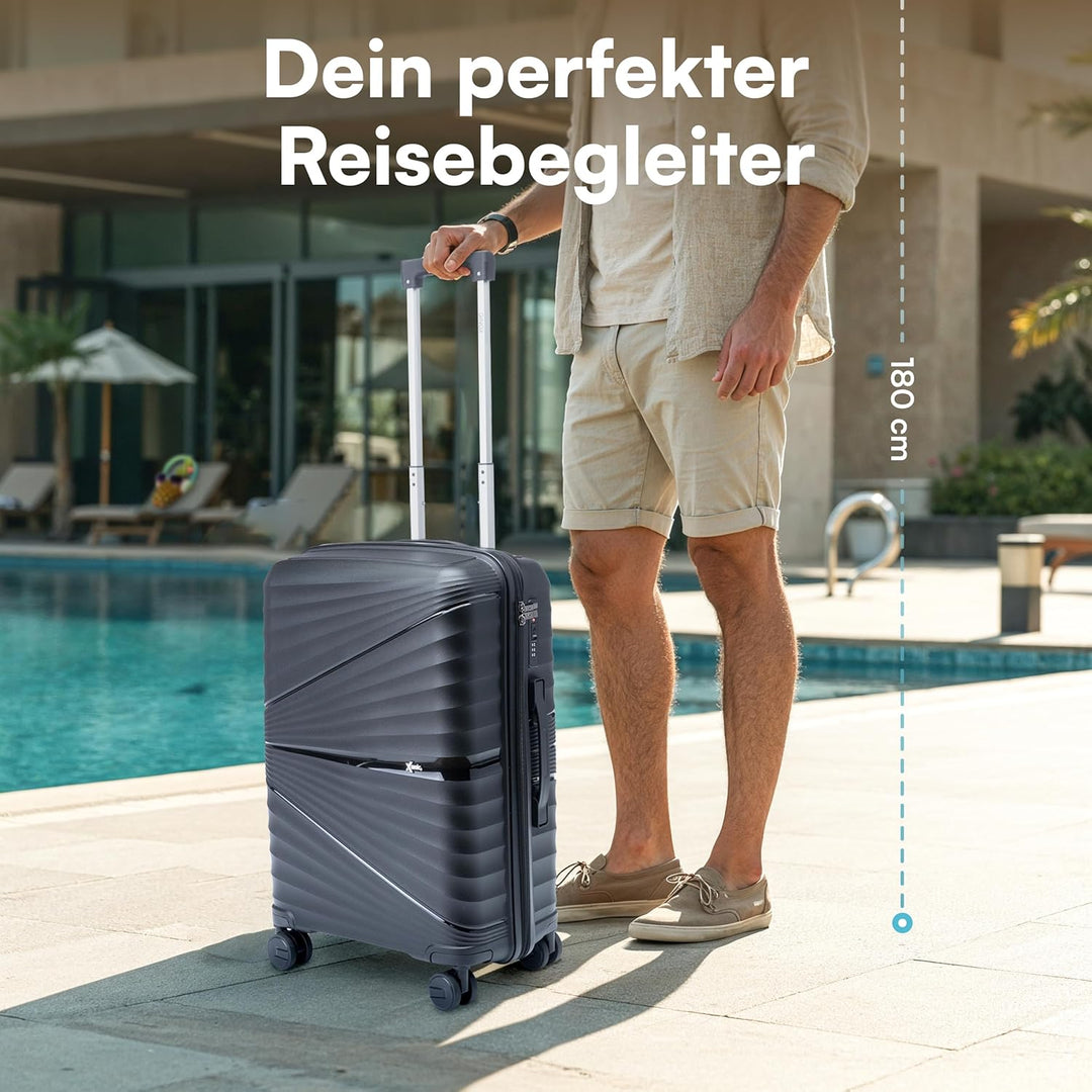 Xonic® Hartschalenkoffer L für 65L - Bruchsicherer Rollkoffer Polypropylen mit 360° Doppelrollen &amp; T