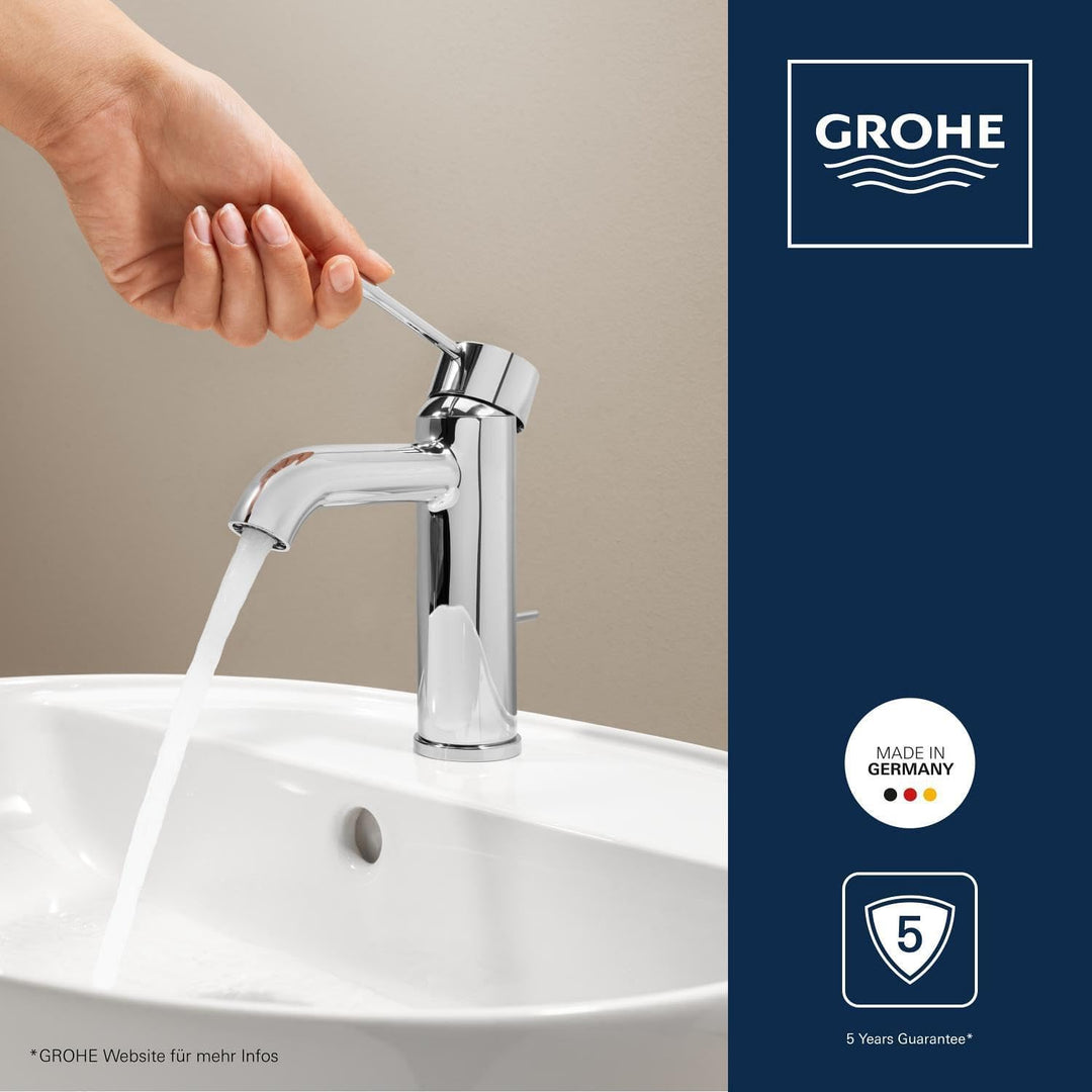 Grohe EssenceEinhand-Waschtischbatterie, DN 15 S-Size, 1 stück, grau, 23591001 S mit Zugstange Ablau