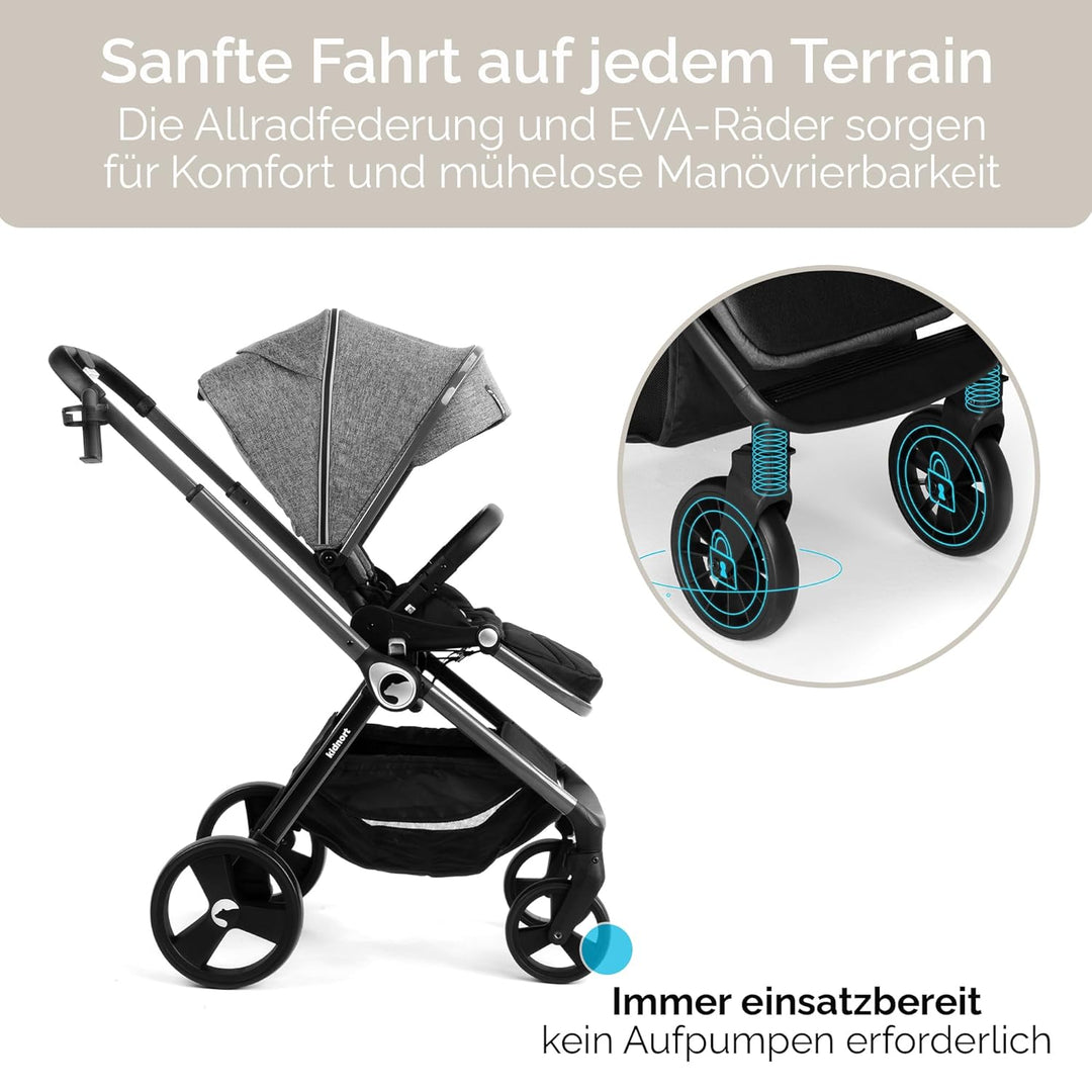 Isbjörn Kinderbuggy ab Geburt bis 22 kg, klappbar mit Liegefunktion, umsetzbare Sitzeinheit, grosse