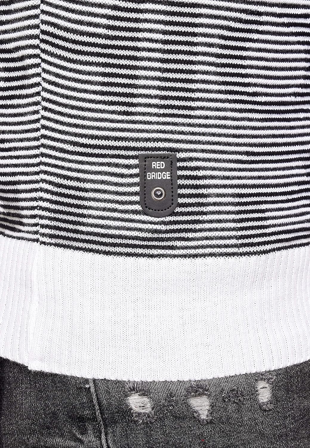 Redbridge Herren Pullover Strickpullover 3D Structure Kontrast XL Weiss, XL Weiß