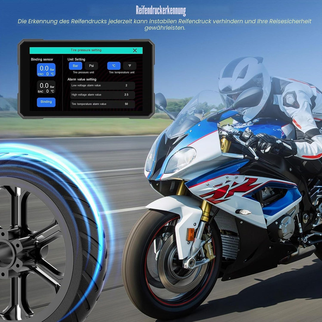 SIXWIN Motorrad Carplay Display für Moto mit Wireless Carplay Android Auto, 5'' HD Touchscreen Bilds