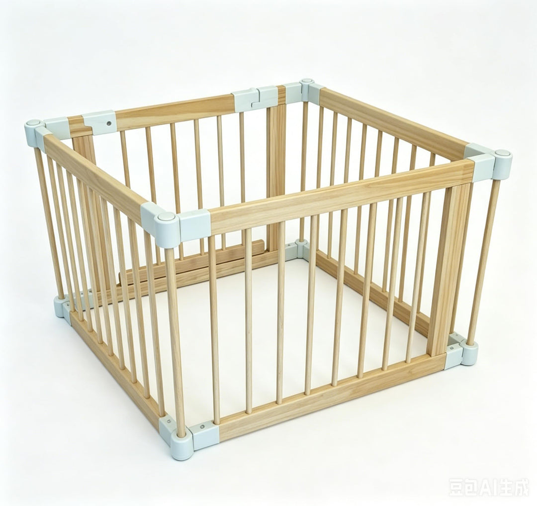 Faltbarer Baby Laufgitter aus Holz, mit Tür &amp; Sicherheitsverschluss, flexibles Absperrgitter Krabbel