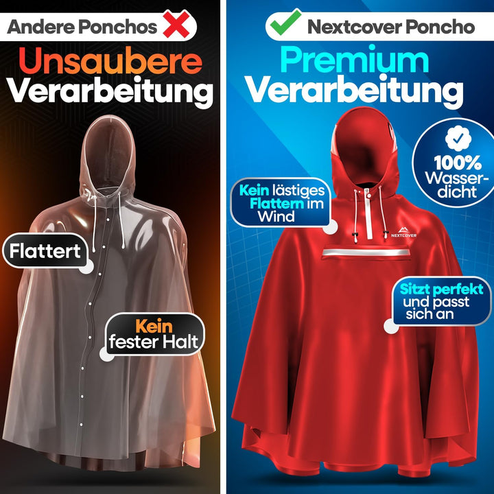 NEXTCOVER® NEU Regenponcho Fahrrad für Damen & Herren - mit [AquaShield 2.0] Technologie I Regenponc