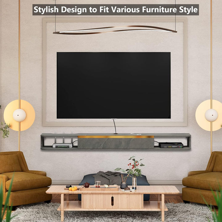 Pmnianhua TV Lowboard Hängend, TV Schrank Hängend, Wand befestigter schwimmender TV-Ständer Unterhal