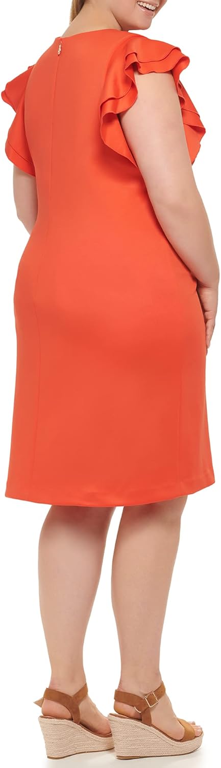 Tommy Hilfiger Damen Flutter Sleeve Scuba Dress Kleid 44 Grenadine, 44 Grenadine