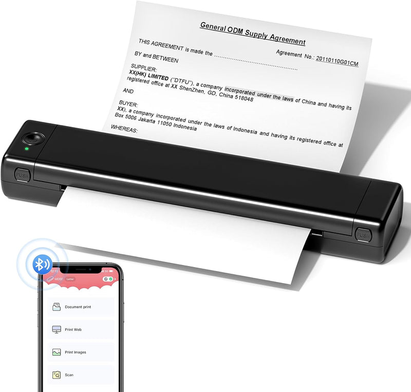 ASprink A4 Mobiler Drucker, M08f Bluetooth Multifunktionsdrucker UnterstüTzt Thermopapier A4 im Form