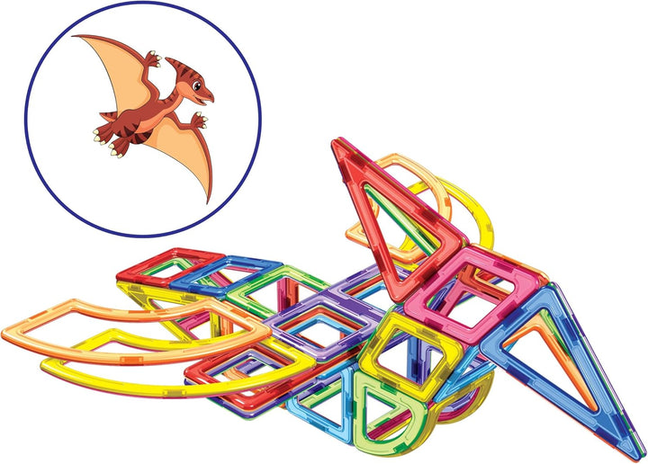 MAGNIKON Magnetische Bausteine Der Dinosaurier - Magnetbau-Set 65-teilig, Montessori Spielzeug ab 3