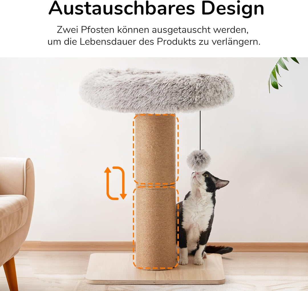 FUKUMARU Kratzbaum für Katzen – 71 cm hoher Kratzturm mit Katzenliege für Erwachsene Katzen im Innen