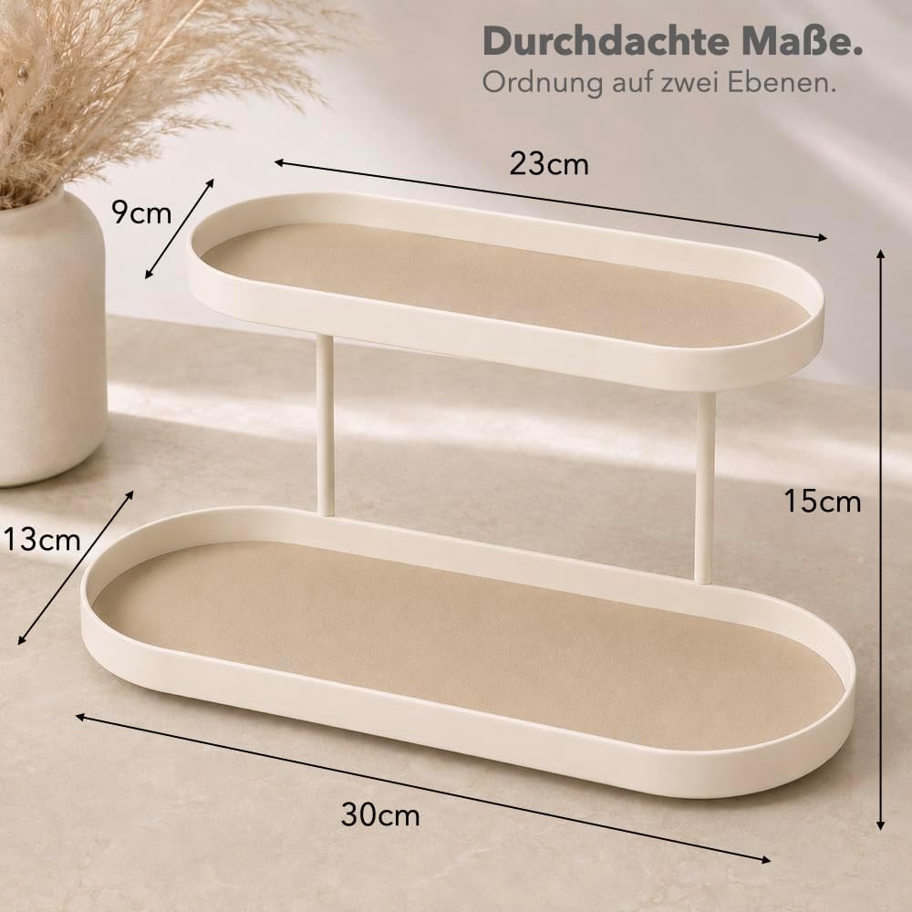 Parfüm Organizer aus Metall &amp; Kunstleder I Montagefreier Kosmetik Organizer für Schminktisch und Bad