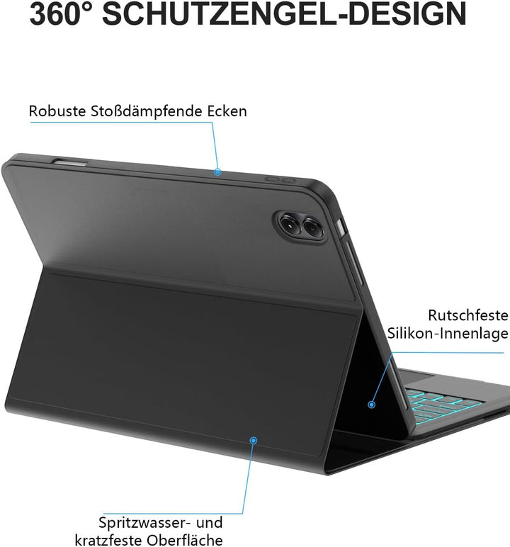 JADEMALL Schutzhülle mit Tastatur für Xiaomi Redmi Pad Pro 12,1" (2024) & Poco Pad 12,1" (2024) - DE