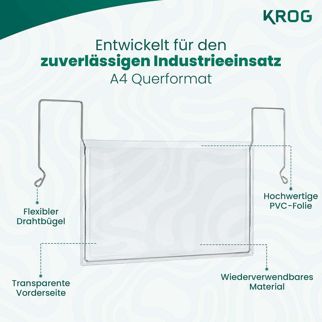 KROG Drahtbügeltasche klar 50 Stück, A4 quer, ohne Klappe A4 quer ohne Klappe, A4 quer ohne Klappe