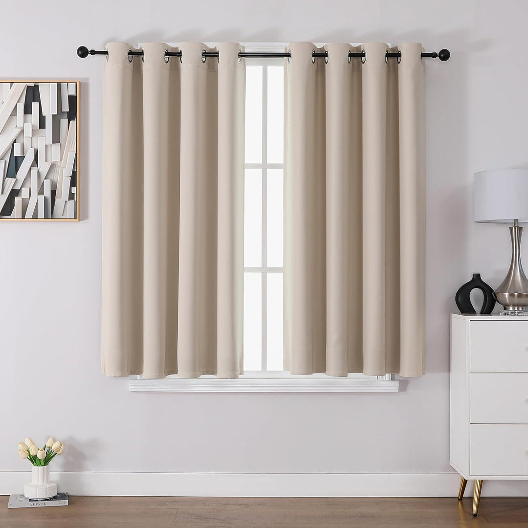CUCRAF Ösen Kurze Vorhänge Fensterbehandlung Verdunkelungsvorhänge Raumdekoration - H137x B132cm Bei