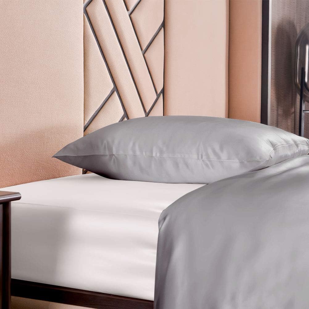 THXSILK Seidenbettwäsche Set 2 teilig, Bettbezug 155x 220 cm und 80 x 80 cm Kissenbezug, Hypoallerge