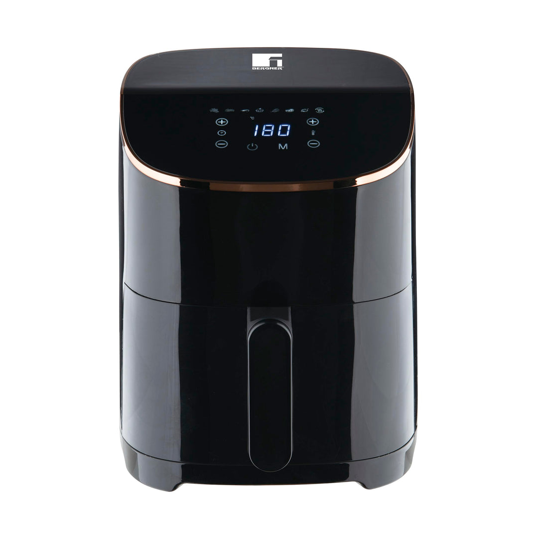 BERGNER Copper – Heissluftfritteuse 4,8 Liter – 1300 W Leistung – 30-Minuten-Timer – Einstellbare Te